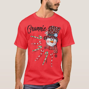 Camiseta Snowman Grannie Candy Cane Red Xadrez Gif Natal