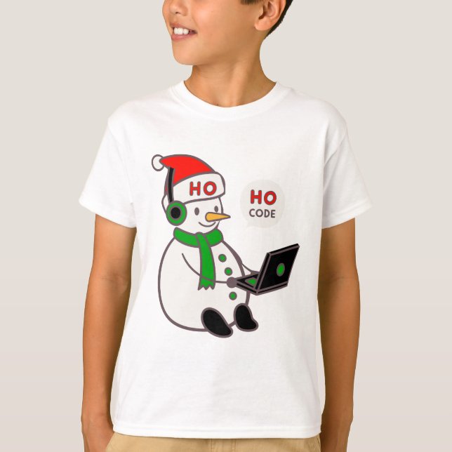 Camiseta Snowman Hacker Ho Ho Code Christmas Tee (Frente)