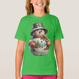 Camiseta Snowman in Red Scarf, Christmas, Author Natasha U