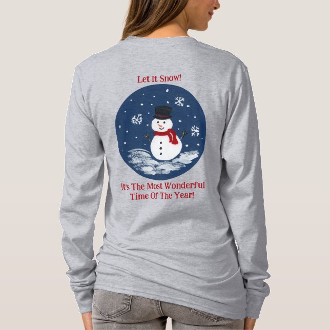 Camiseta Snowman Maravilhoso Ano de PERSONALIZAÇÃO (Verso)