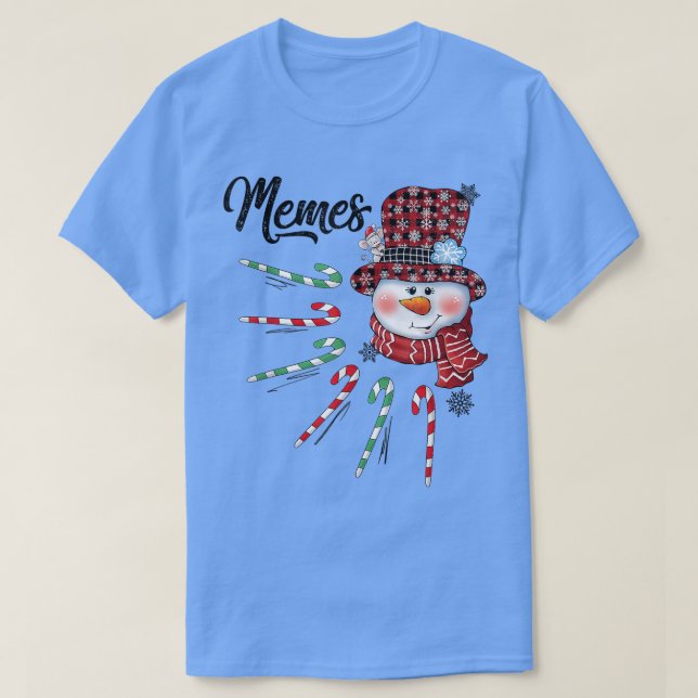 Camiseta Snowman Memes Candy Cane Red Xadrez presentes de N (Frente do Design)