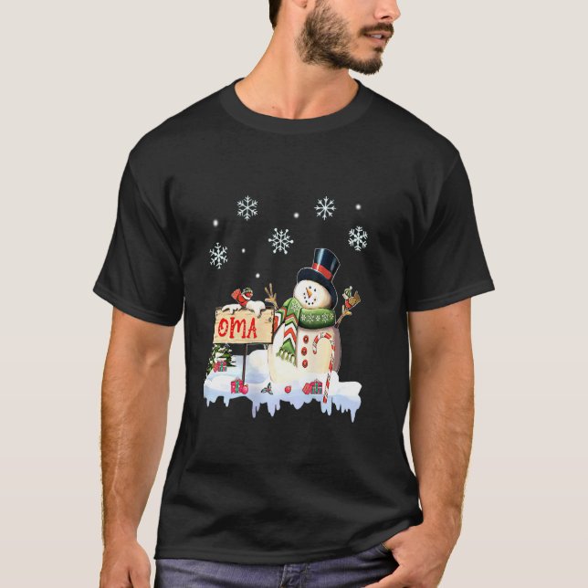 Camiseta Snowman Oma congela o Natal Xmas (Frente)