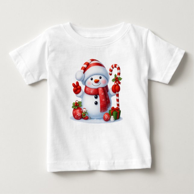 Camiseta Snowman Peace Sign Christmas  (Frente)
