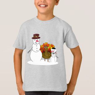 Camiseta Snowman Pilgrim Ação de Graças