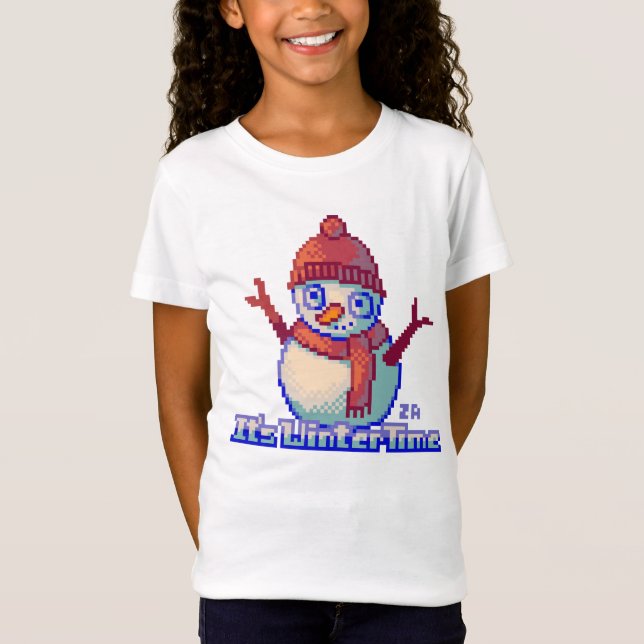 Camiseta Snowman Pixel Art (Frente)