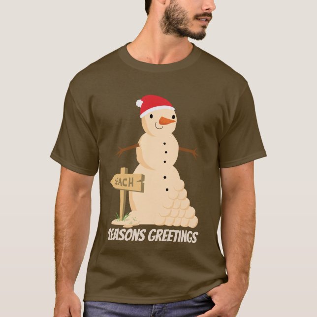 Camiseta Snowman: praia de Natal festiva (Frente)