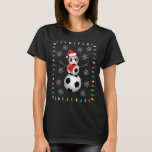 Camiseta Snowman Santa Hat Scarf Christma<br><div class="desc">Engraçado Ball Snowman Santa Hat Scarf Luzes de Natal</div>