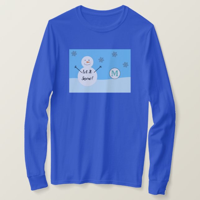 Camiseta Snowman Snowflake Festivo Monograma Festivo de inv (Frente do Design)