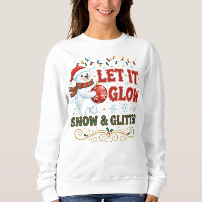 Camiseta Snowman & Snowflake Glitter (Frente)