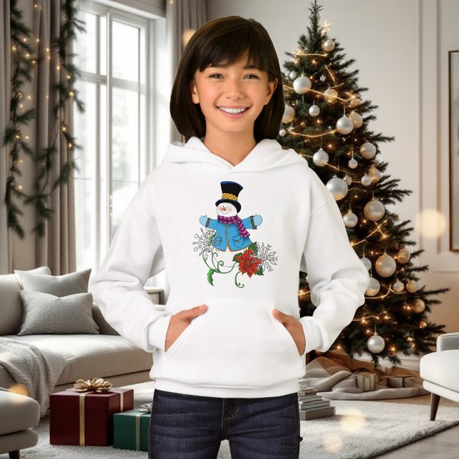 Camiseta Snowman Snowflakes Poinsettia (Criador carregado)