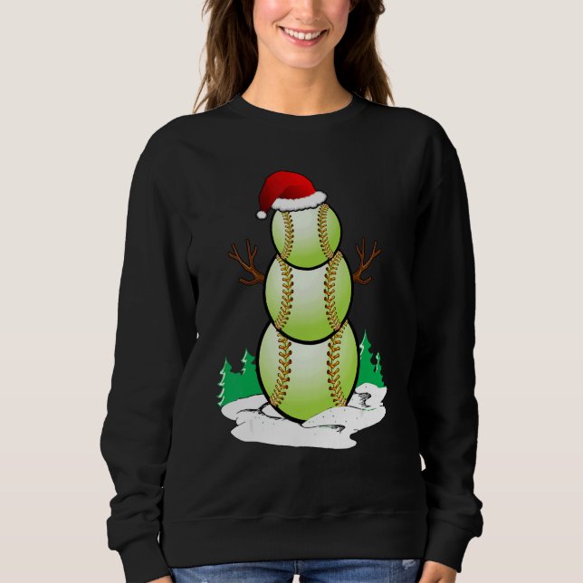 Camiseta Snowman Softball Ball Santa Hat Christmas Pajama X (Frente)