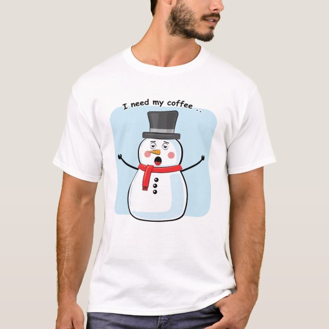 Camiseta Snowman Sonolento - Ilustração Engraçada (Frente)
