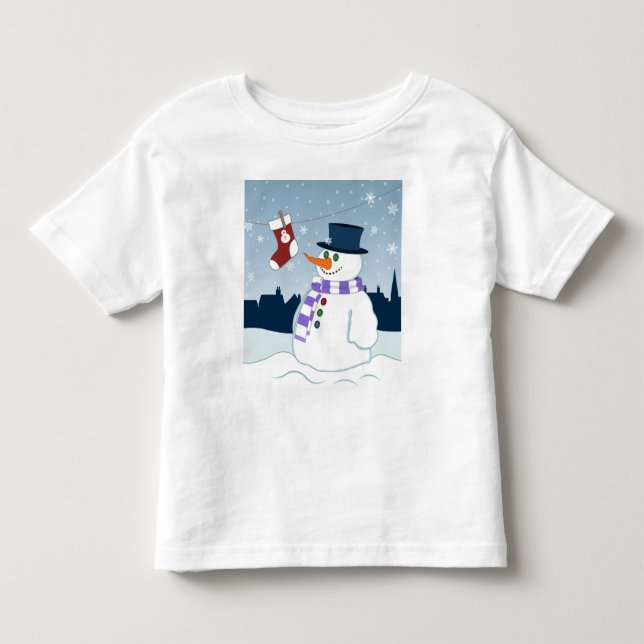 Camiseta Snowman & Stocks de Natal (Frente)