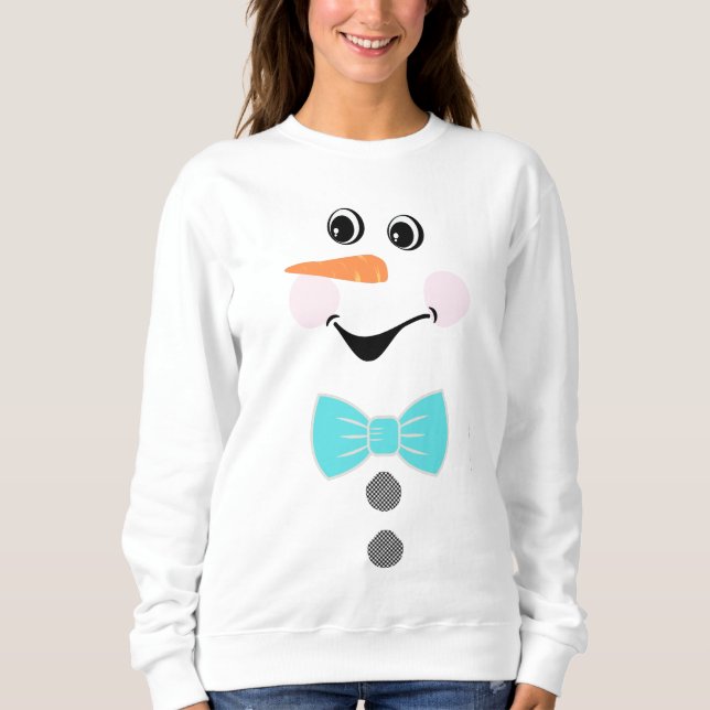 Camiseta Snowman Teal Blue Bowtie Black Buffalo (Frente)
