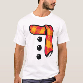 Camiseta Snowman Winter Three Black Buttons Scarf Costume