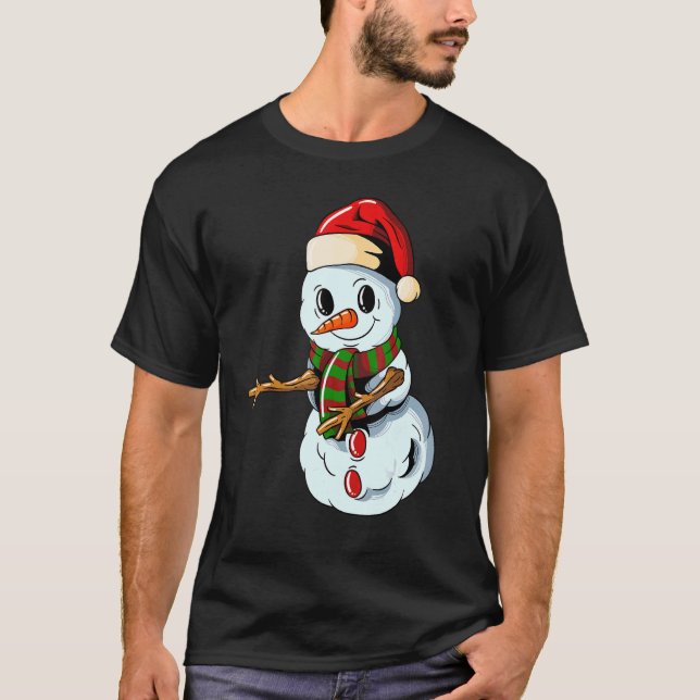 Camiseta Snowman with Christmashat Floss Dance on Christmas (Frente)