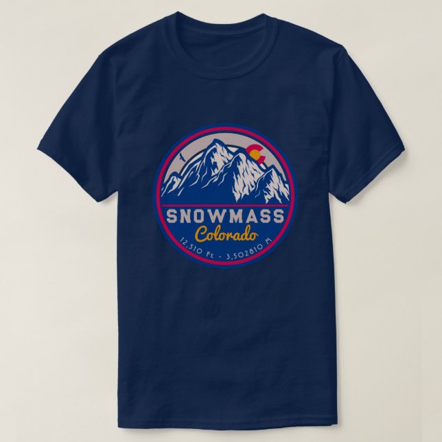 Camiseta Snowmass Colorado Aspen montanhas rochosas Esquian (Frente do Design)
