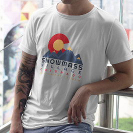 Camiseta Snowmass Colorado Flag Retro Sunset Ski Souvenirs
