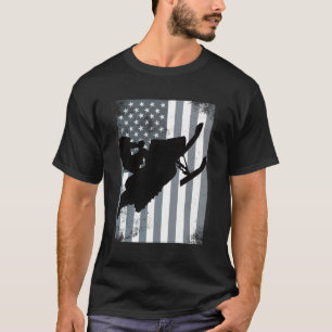 Camiseta Snowmobile American Flag Snocross Eua Ride Sled Di