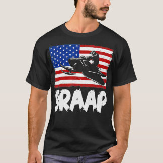Camiseta Snowmobile Braap Vintage EUA Flag Snowmob