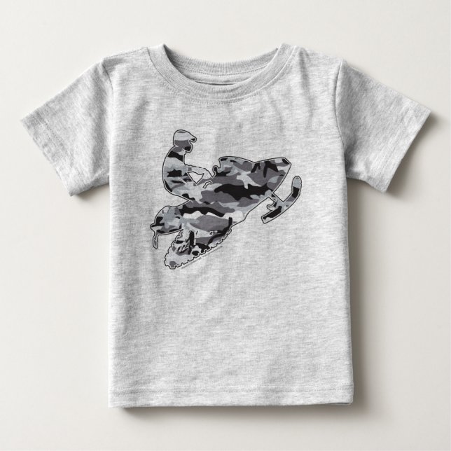 Camiseta Snowmobiler na Camuflagem de Cinzas (Frente)