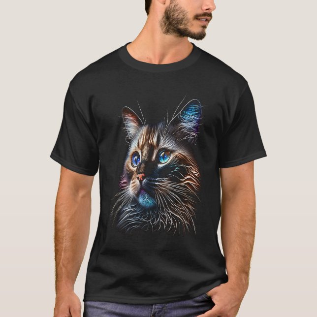 Camiseta Snowshoe Gráfico Colorido Pai de Gato Mamãe Homens (Frente)