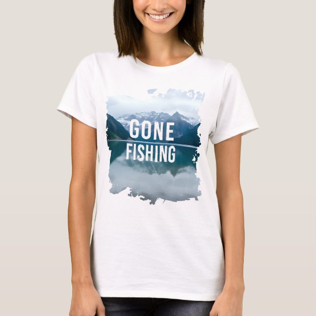 Camiseta Snowy Mountain Lake Partiu a Pesca (Frente)