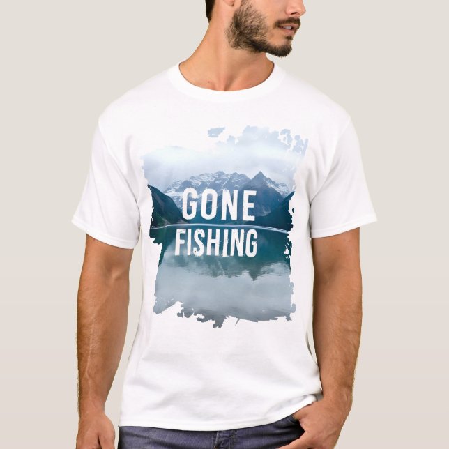 Camiseta Snowy Mountain Lake Partiu a Pesca (Frente)