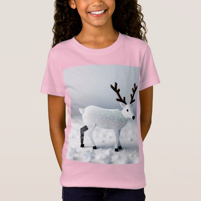 Camiseta Snowy Night Scene Comes Alive with Deer (Frente)