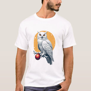 Camiseta Snowy Owl com Ornamento Festivo