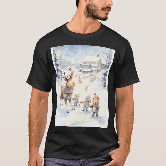 Camiseta Snowy Reindeer Frolic (Frente)