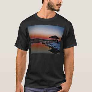 Camiseta Snowy Sunset no cais do lago de Arrohead