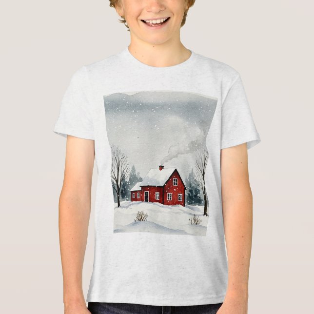 Camiseta Snowy winter landscape (Frente)
