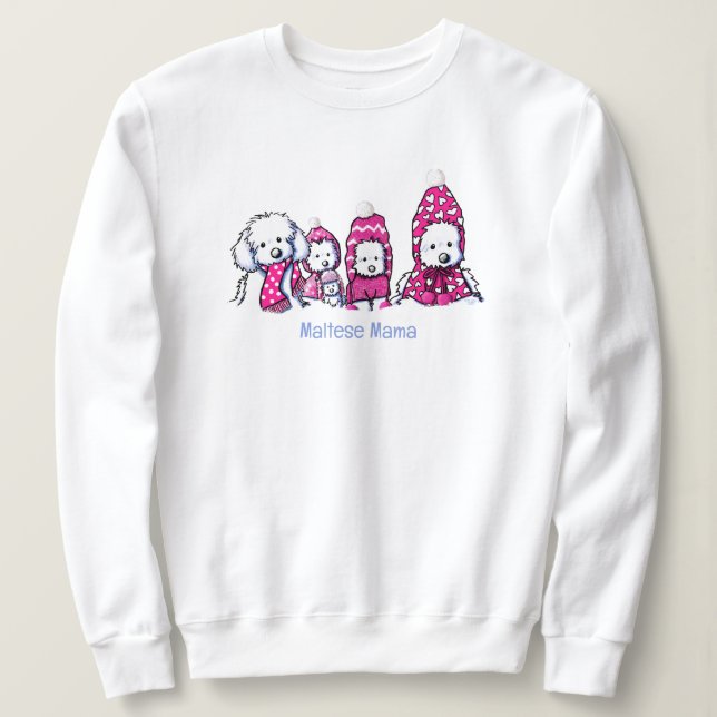 Camiseta Snowy Winter Maltese In Pink (Frente do Design)