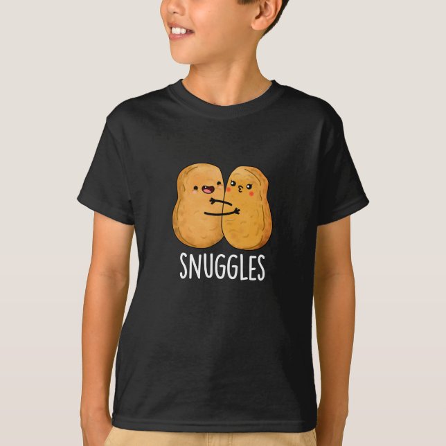 Camiseta Snuggets Engraçado Casal Nugget Pun Dark BG (Frente)