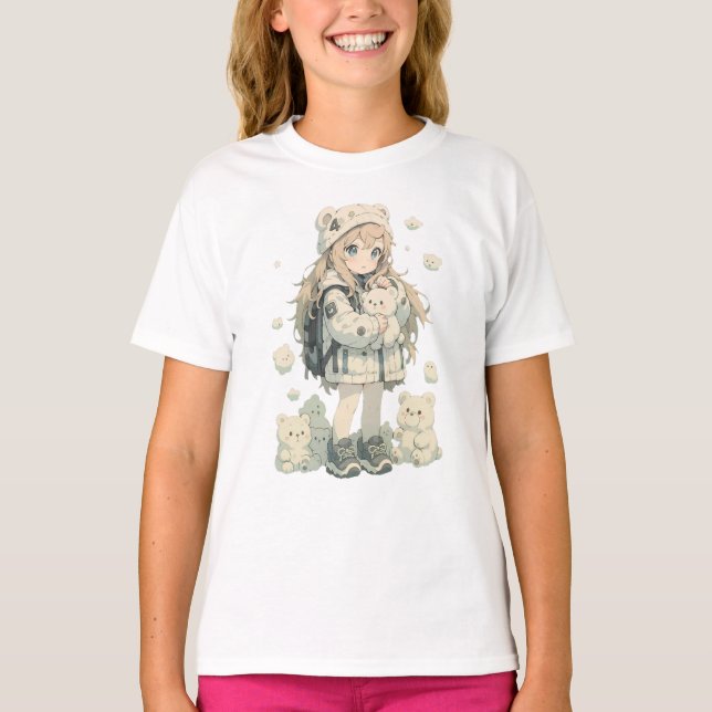 Camiseta Snuggle Pup Kawaii bear girl (Frente)