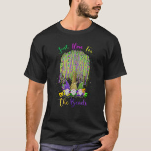 Camiseta Só Aqui Para As Miçangas Gnomies Mardi Gras Bead T