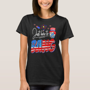 Camiseta Só Aqui Para Bang Gnome American Flag Fireworks 4t