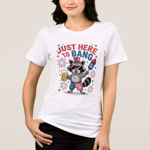 Camiseta Só aqui para Bang" - Raccoon Patriótico