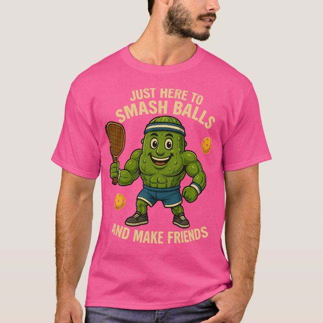 Camiseta Só Aqui Para Esmagar Bolas E Fazer Amigos Engraçad (Frente)