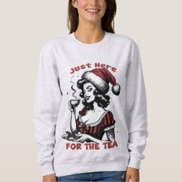 Camiseta Só aqui para o chá com a garota retrô e o Natal