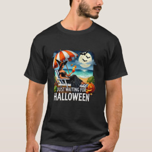 Camiseta Só Esperando O Halloween Spooky Skeleton Hallowe