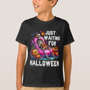 Camiseta Só Esperando Pelo Esqueleto De Halloween, Spooky V