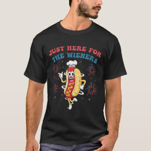 Camiseta Só estou aqui para os Wieners Engraçados 4 de julh