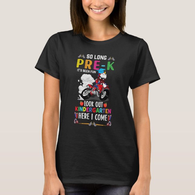 Camiseta So Long Pre K Kindergarten Here I Come Motorcycle  (Frente)