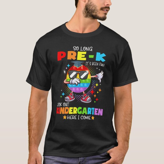 Camiseta So Long Pre K Kindergarten Here I Come Pop It Grad (Frente)