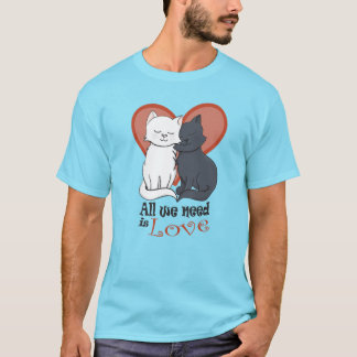 Camiseta Só precisamos de gatos de desenho animado com cora