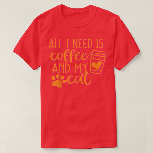 Camiseta Só preciso de café e meu gato (Frente do Design)