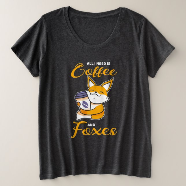 Camiseta Só Preciso De Café E Raposas. (Frente do Design)