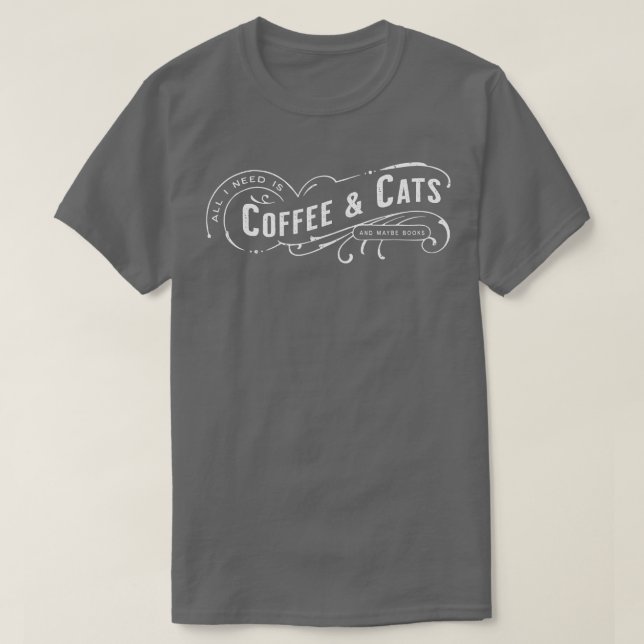 Camiseta Só preciso de café e talvez livros (Frente do Design)